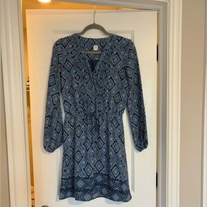 Gap Blue Patterned Long Sleeve Dress size XS